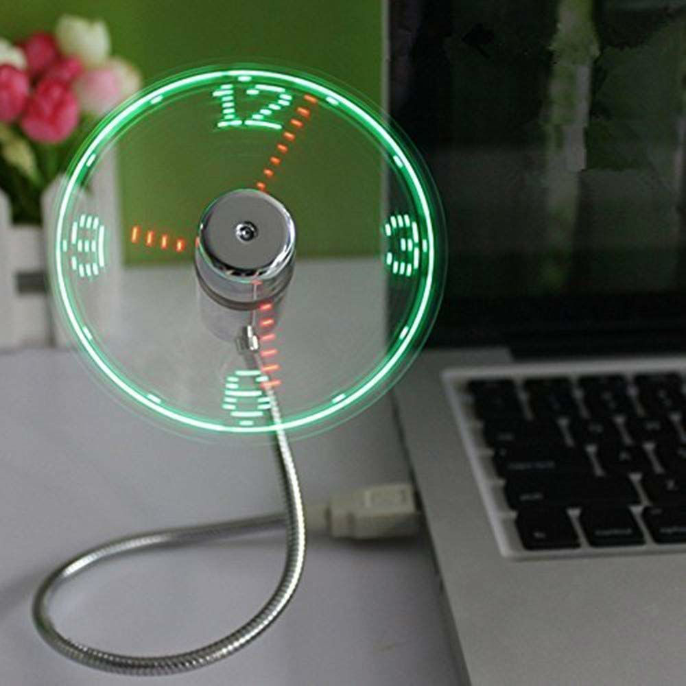 USB LED Clock Fan with Real Time