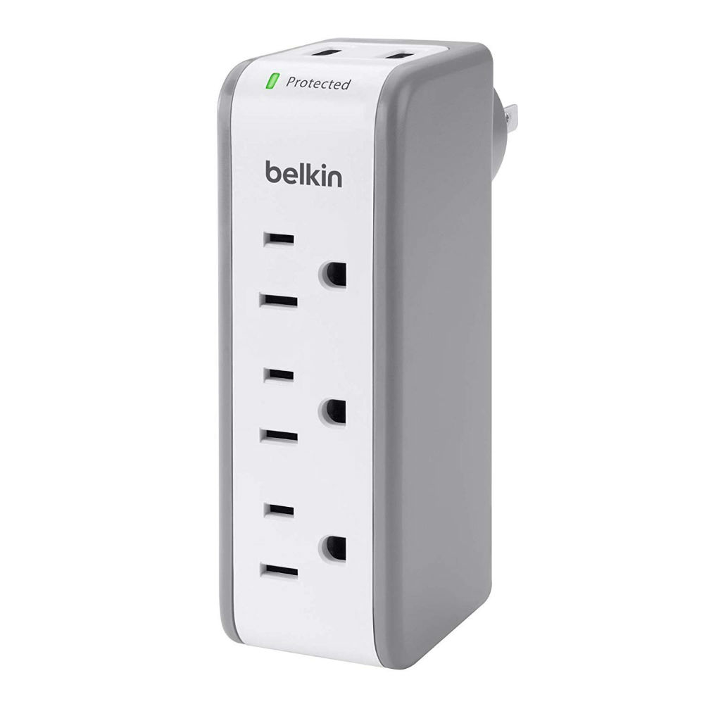 Efficient Belkin 3-Outlet SurgePlus Charger protects all devices during travels!