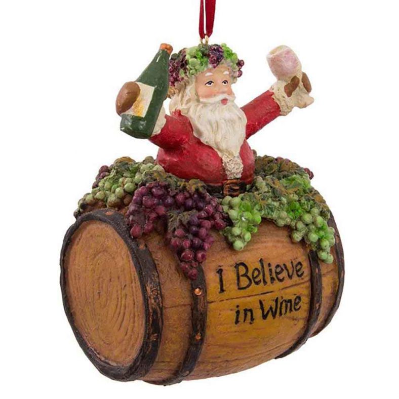Adorable Kurt Adler wine barrel ornament that decorates your home this