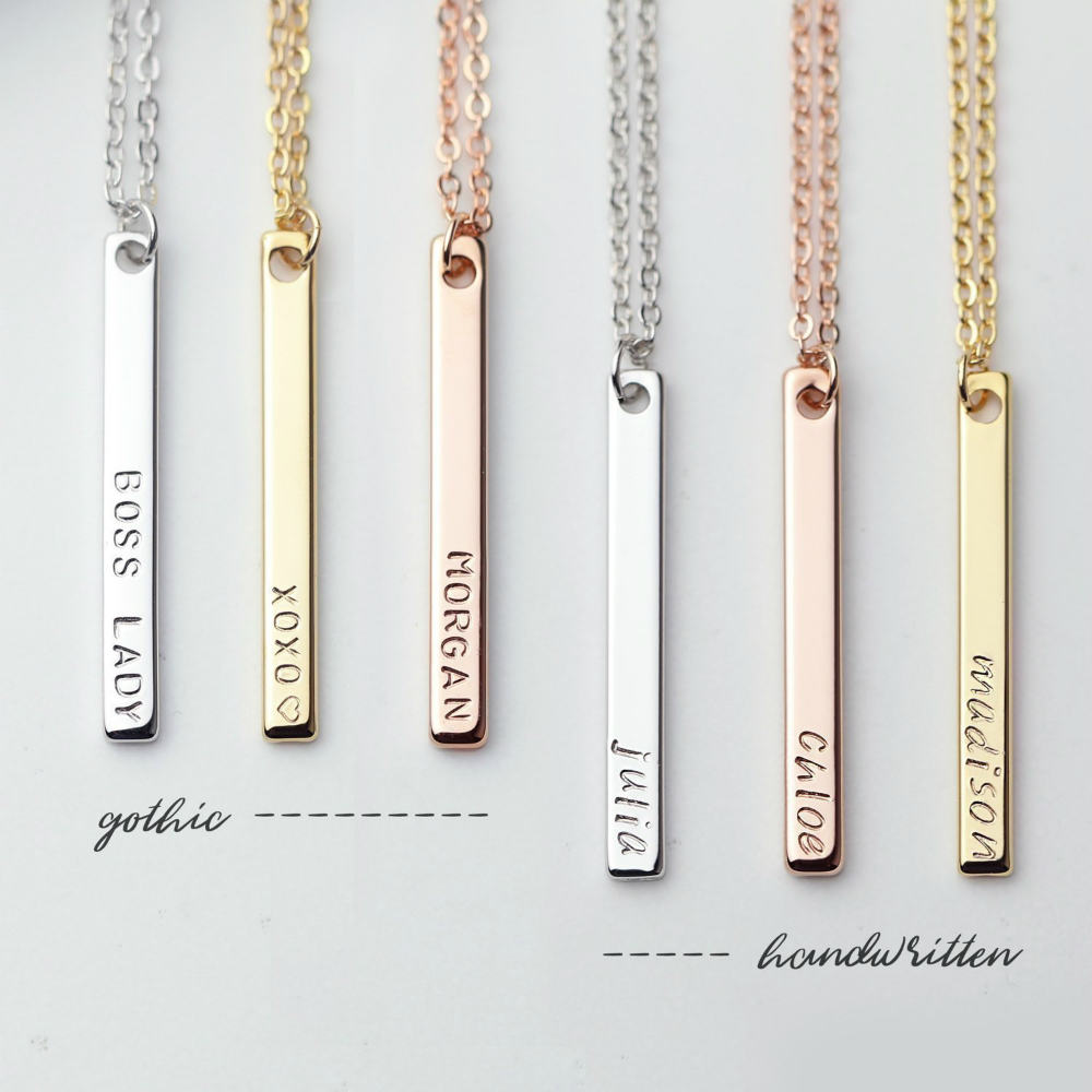 A Unique And Stylish Personalized Name Bar Necklace For Women