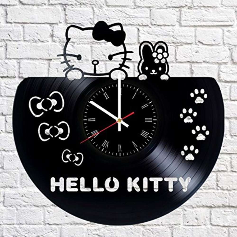 A Unique Handmade Hello Kitty Vinyl Record Wall Clock