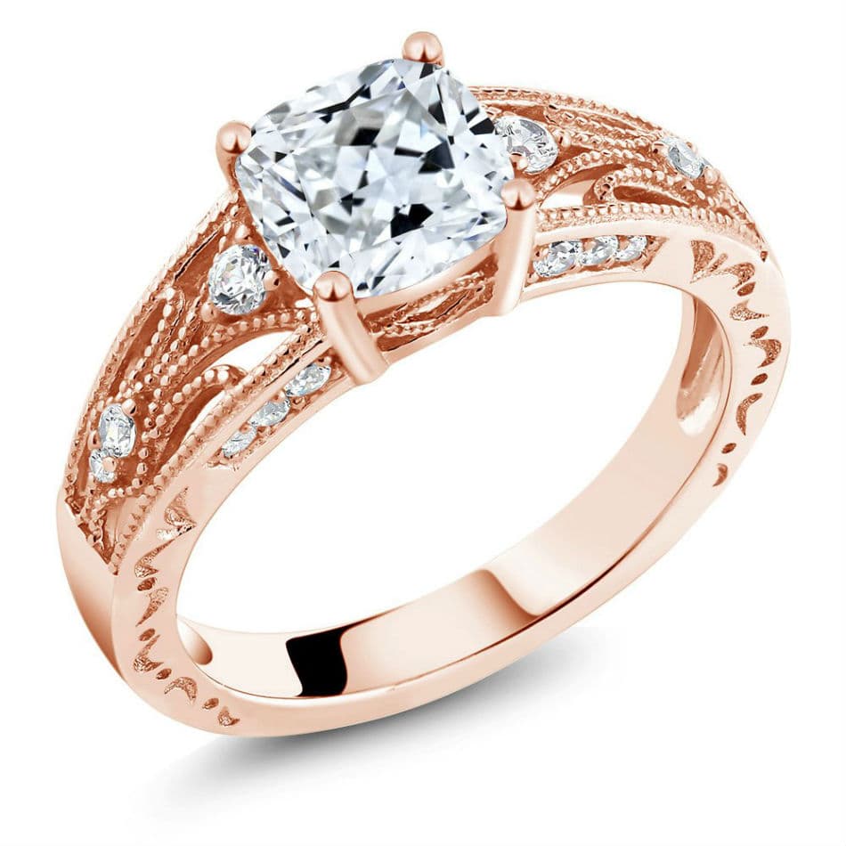 White 925 Rose Gold Plated Silver Ring