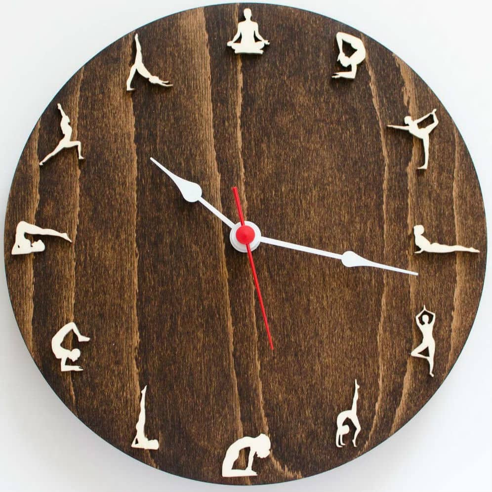 Yoga Posture Wooden Clock