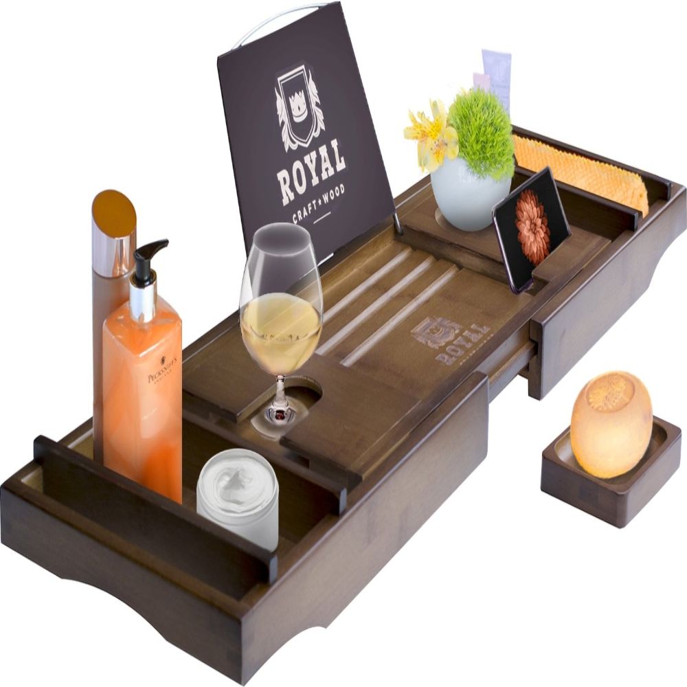 This Bamboo Bathtub Caddy Tray Holds Everything You Need For A Good Bath