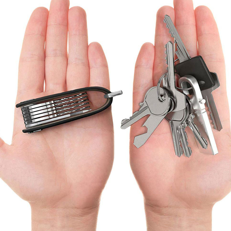Compact Key Organizer Leather Keychain
