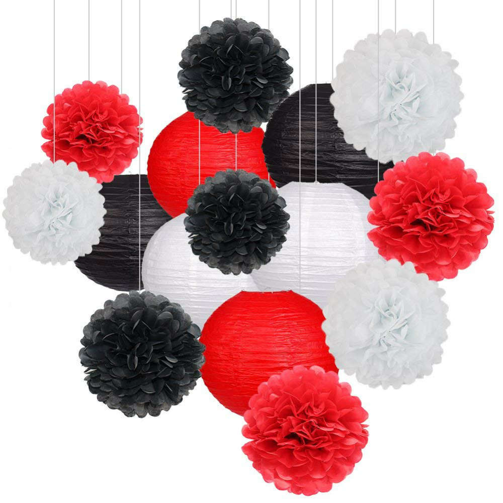 Decorative Paper Lanterns and Pom Pom Balls