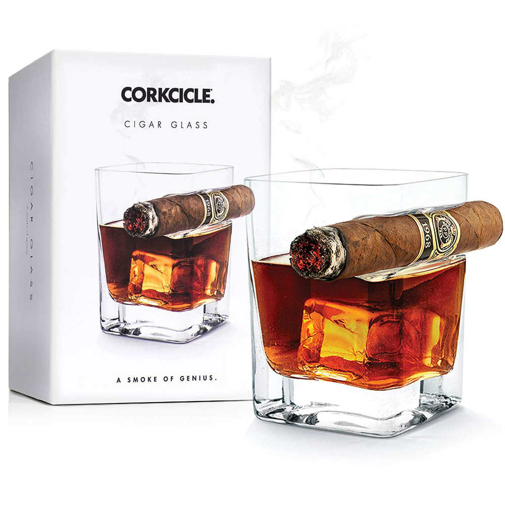 Cigar Glass with Built-In Cigar Rest