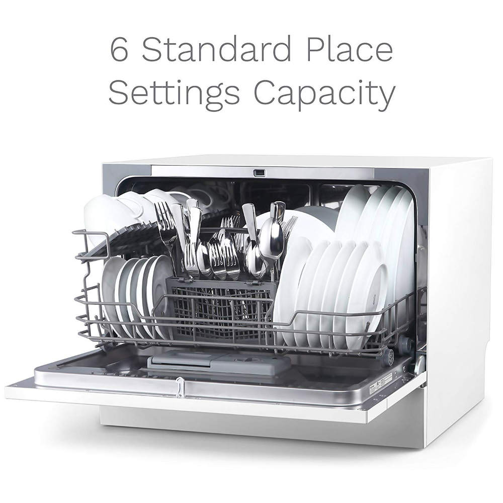 Compact Countertop Dishwasher with Stainless Steel Interior