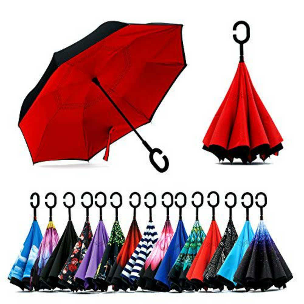 Double Layer Inverted Umbrella with Comfortable Handle and Control