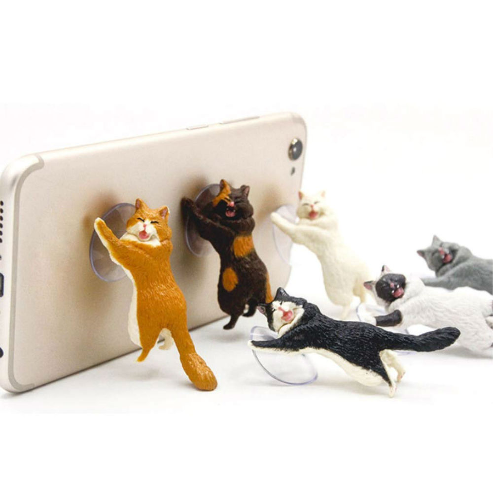 Sucker Smartphone Holder with A Cute Cat Figure