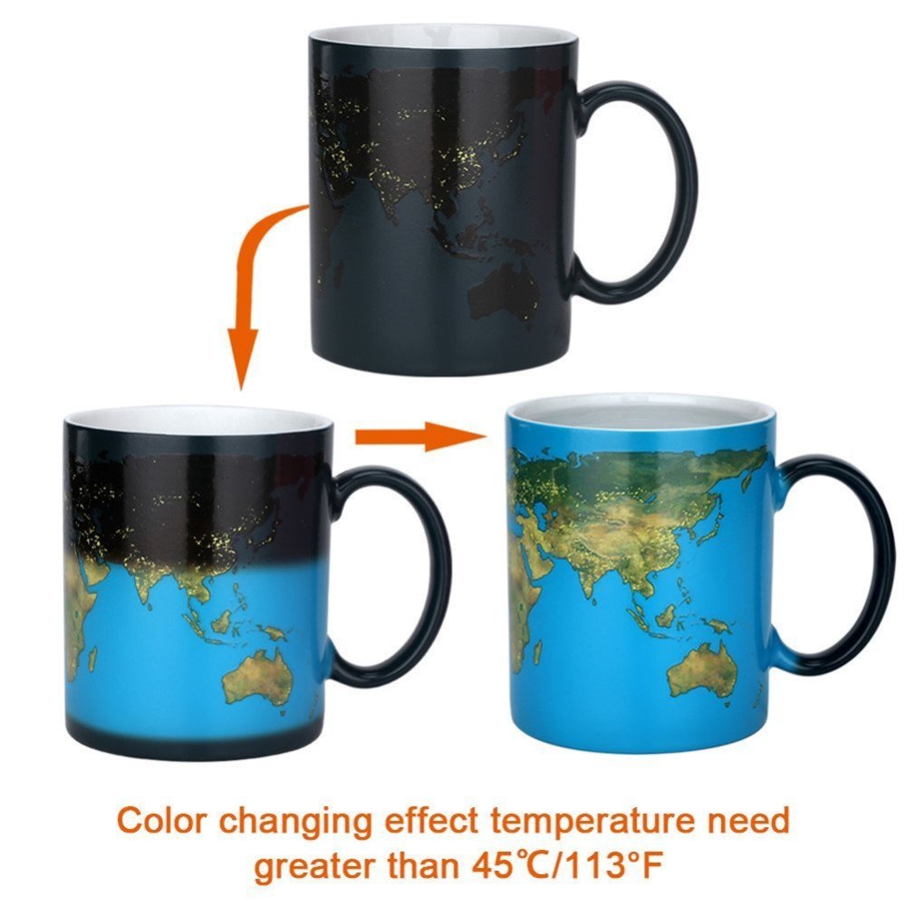 Color Changing Coffee Mug with Day-Night Earth Map