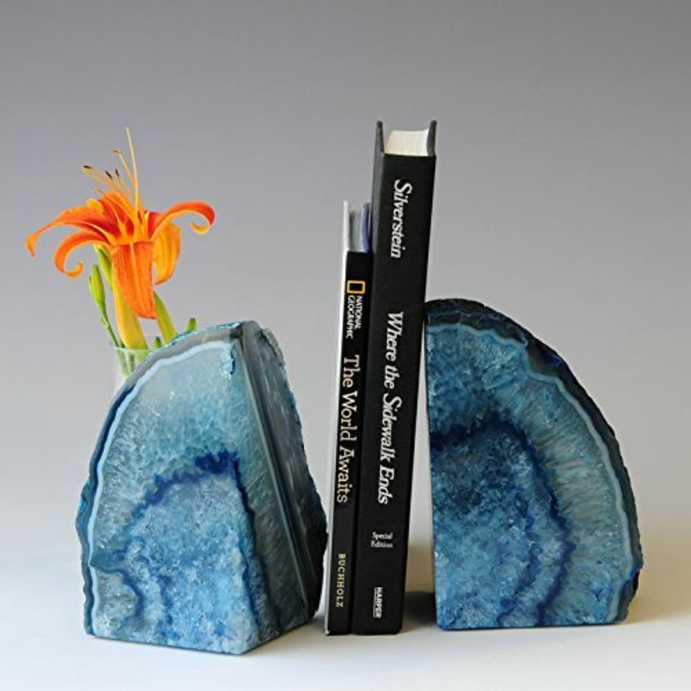 Dyed Blue Agate Bookends to Hold Your Books With A Class