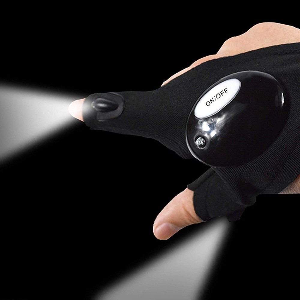 Fingerless LED Flashlight Gloves for Working in Dark Places