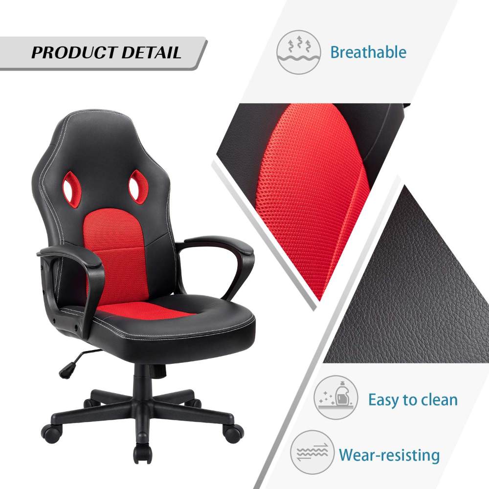 Leather Desk Gaming Chair, Perfect  for True Gamers