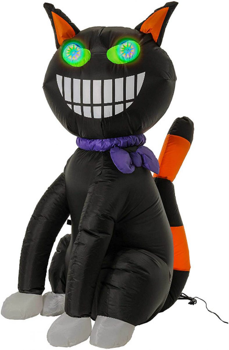 Scary Black Cat Prop with MultiColor LED Eyes Viral Gads