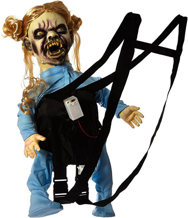 Morbid scary baby harness girl