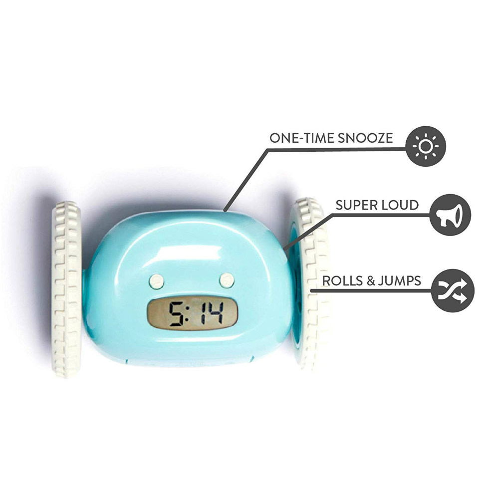 Clocky alarm clock on wheels