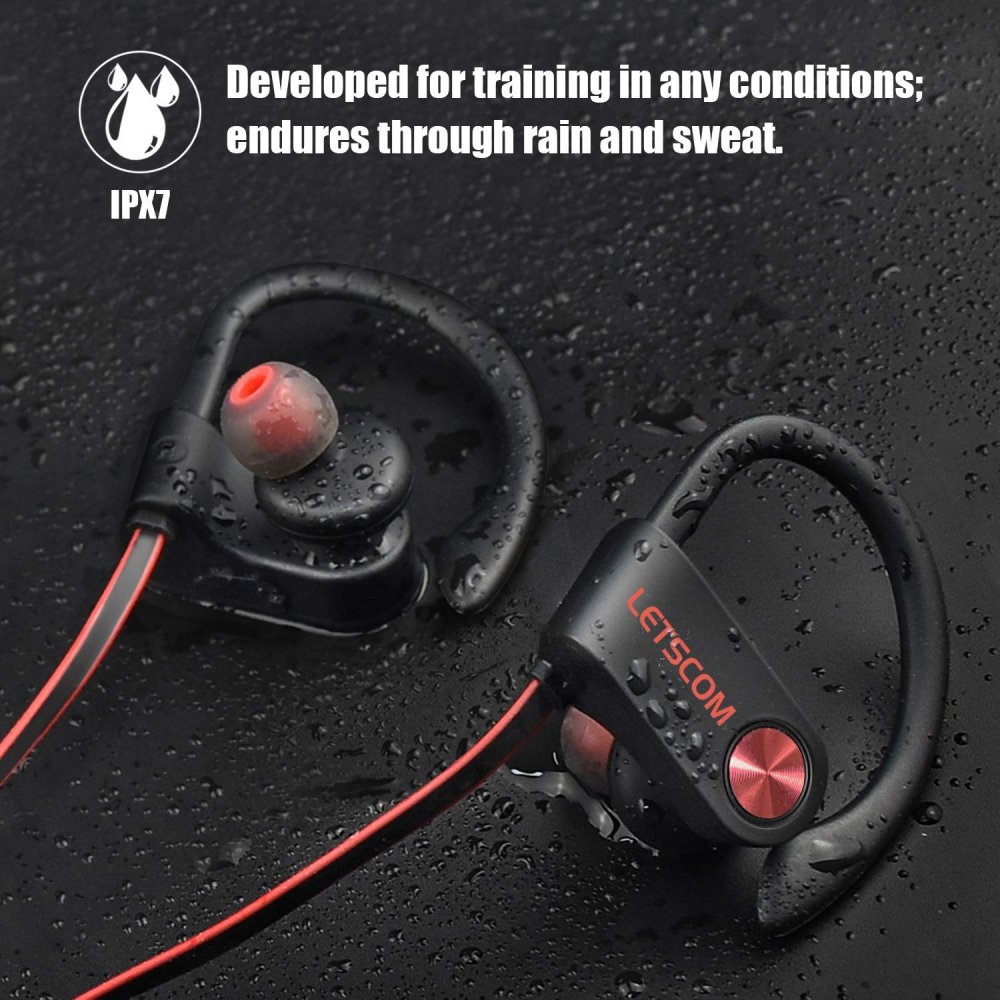 LETSCOM Bluetooth Sweat-proof Headphones IPX7 Waterproof