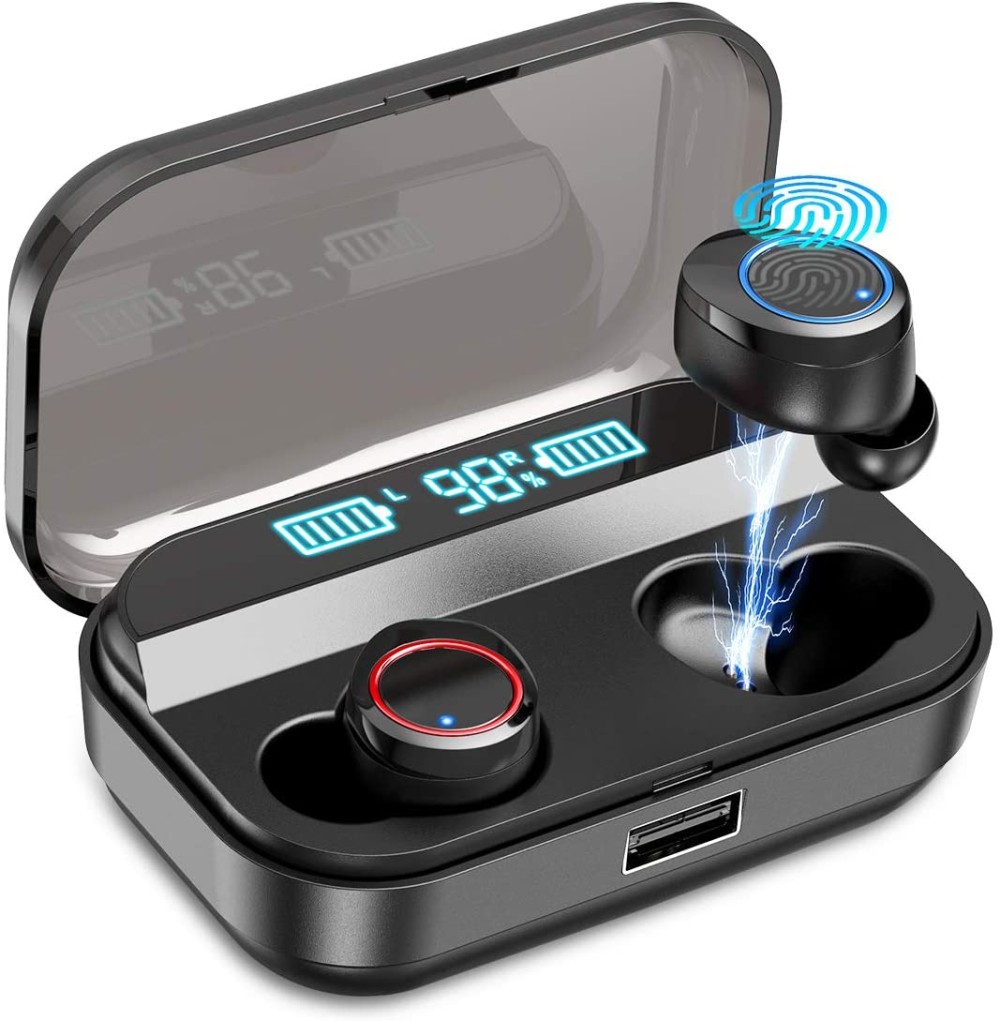 Kissral Wireless Earbuds,Kissral Bluetooth 5.0 Earbuds with 3000mAh Charging Case LED Battery