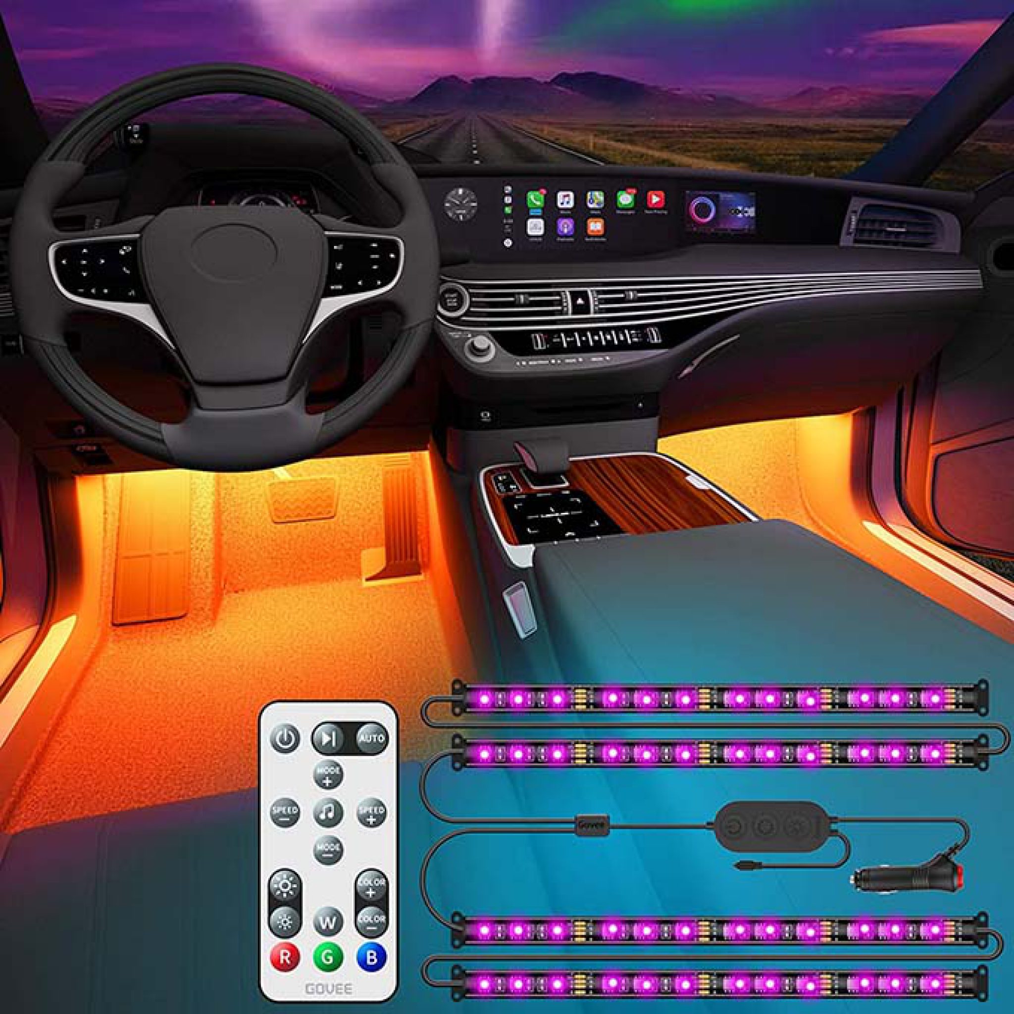Interior Car Lights with Remote and Control Box Viral Gads