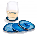 Sliced Agate Coasters Cup Mat for Drinks with Rubber Bumper