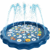 Wading Pool with Sprinkler and Splash Pad for Kids 60″