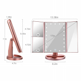 Lighted Makeup Mirror in Rose Gold Color with 3X Magnification