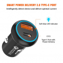 36W Smart Car Charger with USB C Port and Quick Charging