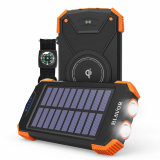 Wireless Solar Power Bank with Flashlight and Compass