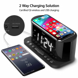 Jumbo LED Dual Alarm FM Clock with Qi Wireless Phone Charger