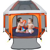 Portable Playpen Baby Keeper Safe Play Station with Self-Inflatable Mat